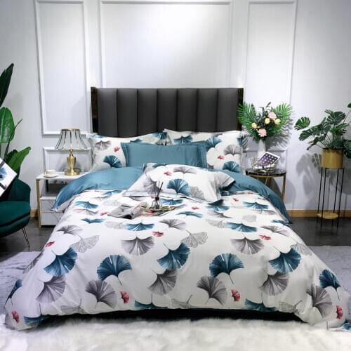 Long-staple Cotton Bedding Set Colorful ginkgo leaves Bed Set Chinese style Duvet Cover/sheet/pillowcase Queen/King Size Bed