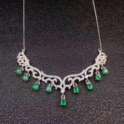 Emerald necklace pendant Free shipping Natural real emerald 925 sterling silver gemstone For men women