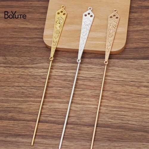BoYuTe (10 Pieces/Lot) 120*2.5MM Metal Iron Hair Stick Welding 14*74MM Alloy Materials Diy Handmade Jewelry Accessories