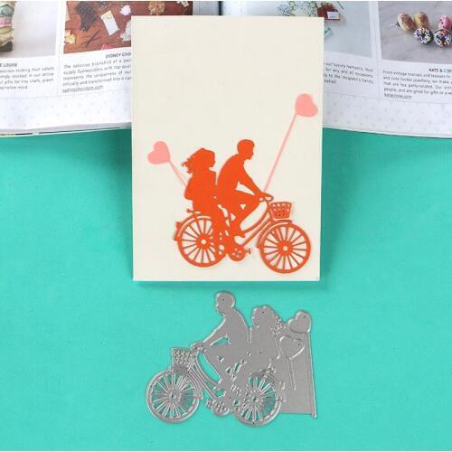 DUOFEN METAL CUTTING DIES bicycle couple love Valentine embossing stencil DIY Scrapbook Paper Album 2018 new