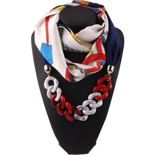 European American Fashion Silk Scarf Pendant Necklace Decoration Ring Scarf National Scarves Foulard Femme Accessories Scarf