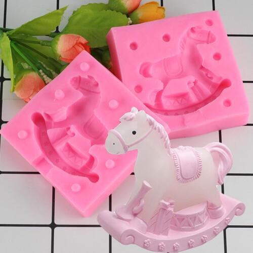 Mujiang Baby Birthday Carousel Silicone Mold Candle Soap Molds Fondant Cake Decorating Tools Chocolate Candy Gumpaste Moulds