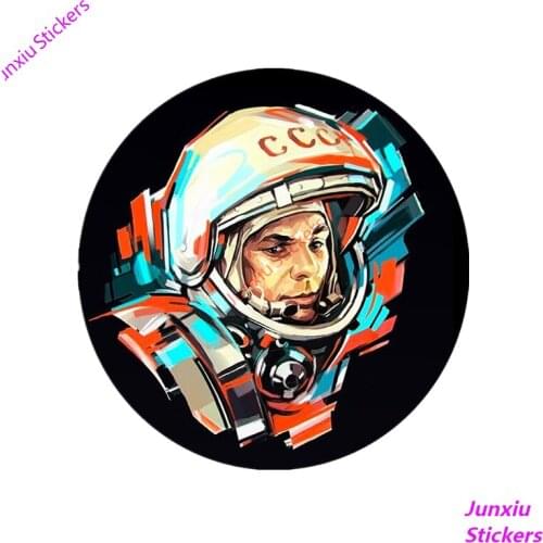 Cartoon Yuri Gagarin Soviet Astronaut Car Sticker for Bumper Window Laptop Windshield Waterproof Auto Accessories KK15*15cm