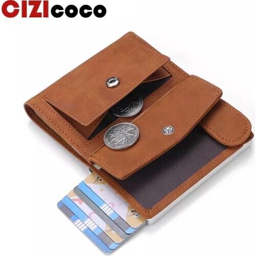 Rfid Men Wallets Genuine Leather Card Holder Slim Thin Smart Magic Wallet Small Short Coin Purse Male 2020 Brown Wallet