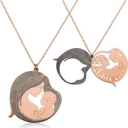 Real Silver 925 Jewelry Sterling Silver Mother and Baby Pendant