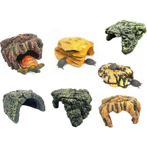 New Arrival Pet Turtle Sun Climbing Roof Terrace Floating Island Hide Cave Aquarium Decor