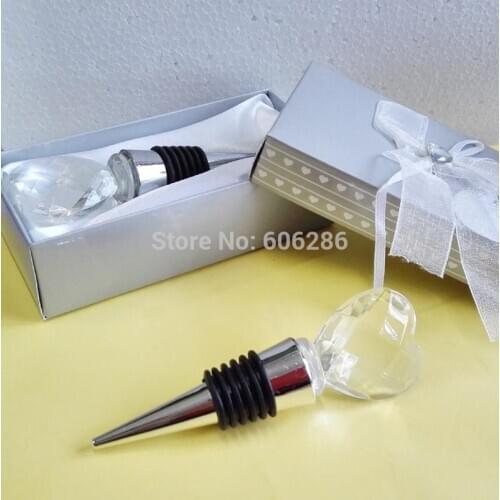 Wholesale 200pcs/lot Crystal Heart Shape Wine Bottle Stoppers Wedding Favors and Bridal shower gifts