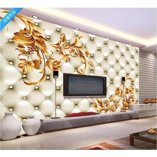 Custom photo 3d wall papers home decor High grade gold upholstery background wall 3d wall murals wallpapers for living room