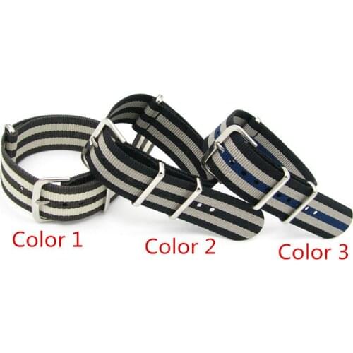 Rolamy 20mm Black Gray Brown Nylon Watch Band Polished Gold Silver Pin Buckle Steel Loop For Nato Rolex Omega Nato Tudor