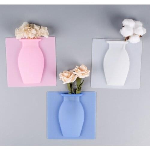 Silicone Sticky Wall Magic Plant Vases Container Flowers Bottle Leaves Body Handmade Pots Home Decoration Accessories