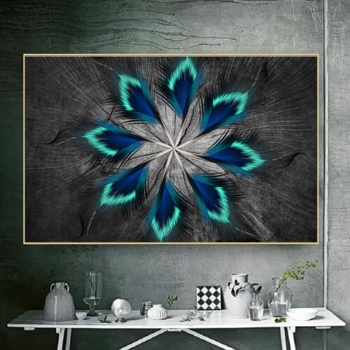 Modern Minimalism Abstract Painting Black Gold Color Feathers Small Fresh Canvas Painting Poster Wall Art Living Room Home Decor