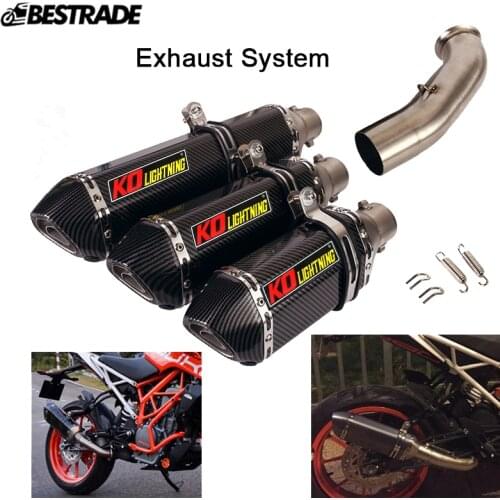 Motorcycle Exhaust Middle Link Tube 310mm/370mm/470mm Silencer Pipe Stainless Steel Modified For Duke 125 250 390 RC390 2017-20