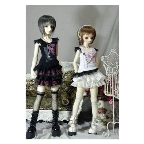 [wamami] 06# Lace Skirt/Shirt Black & White For 1/4 MSD 1/3 SD DZ DZ AOD BJD Dollfie