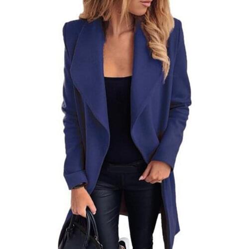 Oversized S-3XL Womens Long Trench Coats Autumn Winter Thick Long Sleeve Windbreaker Cardigan Overcoats Outwear for Gathering