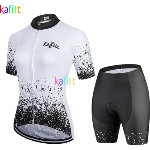 2021 Kafitt Womens Short Sleeve Jersey Sets MTB Cycling Clothing Pink Pad Ropa Ciclismo Road Bike Triathlon Uniform Breathable