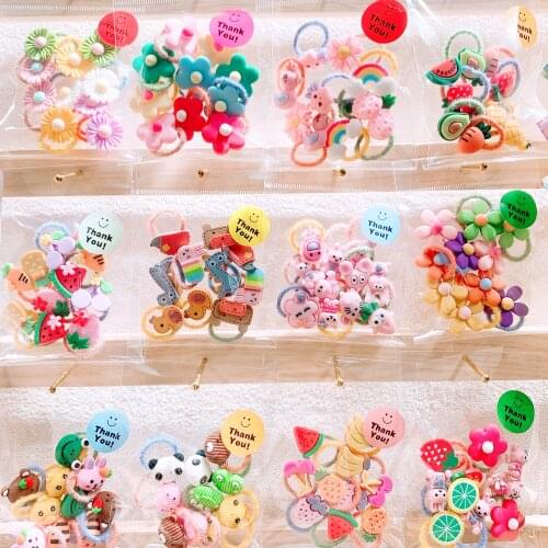 10PCS High-Quality Cartoon Hair Bands Newborn Baby Harmless Hair Ties Thumb Rubber Bands Suitable for GirlsThin Hair Accessorie