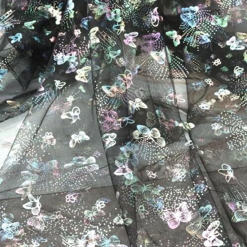 150CMx1M Butterfly Printed Mesh Fabric DIY Baby Shower Princess Dress Tutu Skirt Bow Poms Hairbands Clips Wedding Birthday Decor