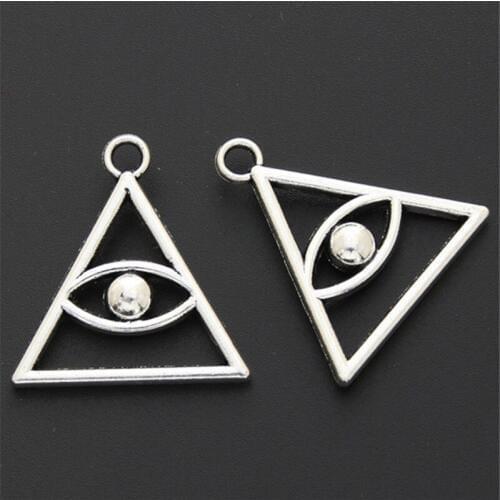 8pcs Silver Color Zinc Alloy Triangle Eye Charms Pendant Handmade Jewelry Accessories A2504