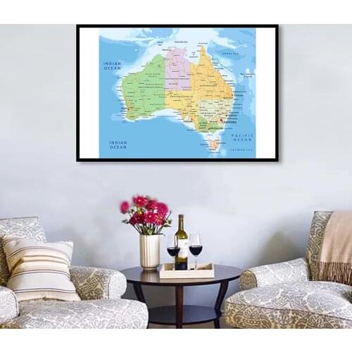 90*60cm The Australia Political and Transportation Map Wall Art Poster Canvas Painting Home Decoration Children School Supplies