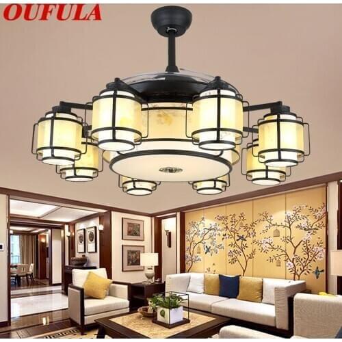 AOSONG Modern Ceiling Fan Lights With Invisible Fan Blade Remote Control Creative Decorative For Home Living Room Bedroom