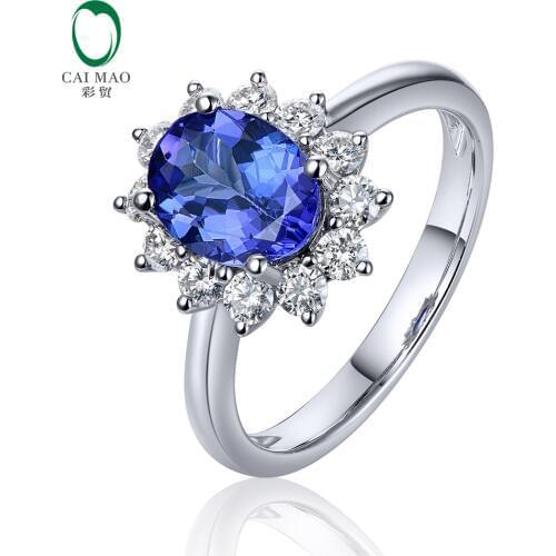 Free Shipping 1.31ct Natural Blue Tanzanite 14CT White Gold Natural Diamond Engagement Ring Gemstone Jewelry Wholesale