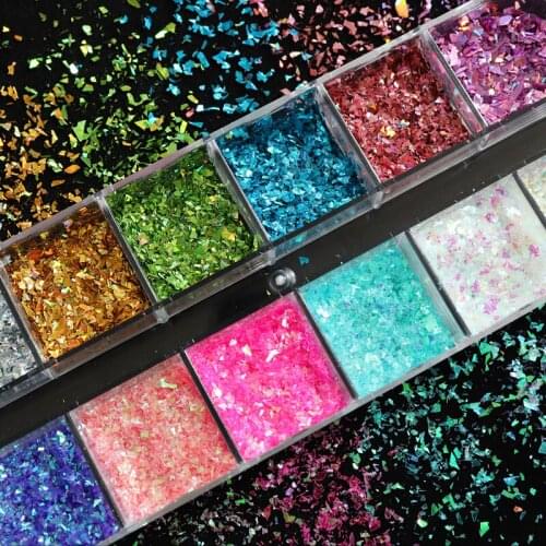 Sparkly Holographic Chunky Sequins Irregular Iridescent Tiny Glitter Flakes Set For Manicure French Charms Nail Art Decorations