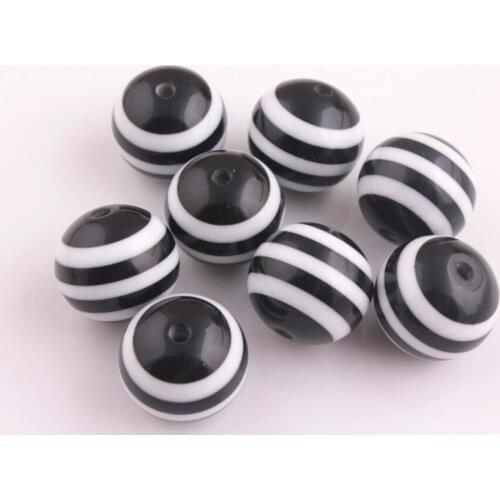 Black Color Fashion AAA Quality Chunky Round Resin Strips Beads for Chunky Necklace Jewelry