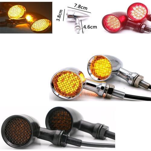 DC 12V Motorcycle LED Turn Lights Fashion Motorbike Vintage Signal Light Scooter Brake Light Motor Yellow Red Indicator Lamp
