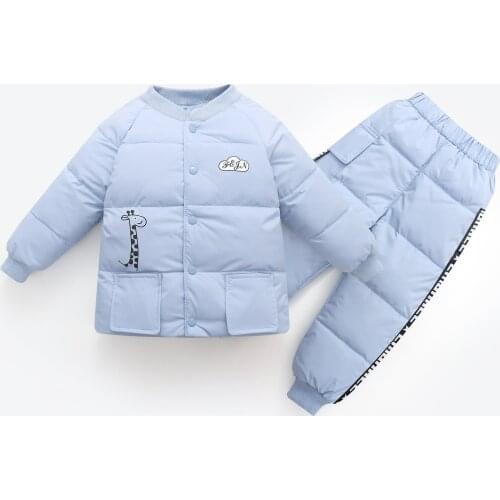 Children suit jacket + pants can open crotch white duck down childrens clothing down jacket thickening suit baby warm clothing