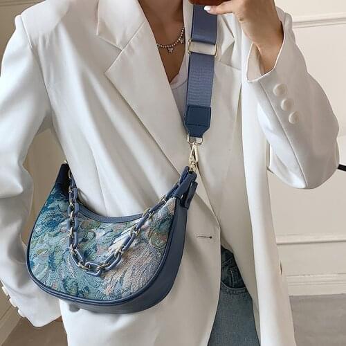 Designer Women Canvas Chain Handbags Fashion Ladies Small Travel Shoulder Bag High Quality Female Purse Crossbody Bags for Women