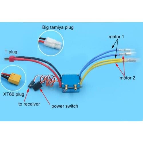 480A Forward & Backward Brush ESC Two Way 2 Motors Electronic Governor Speed Controller for RC Boat/Car Models