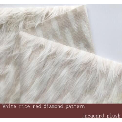 White rice red diamond pattern jacquard plush clothing home textile plush fabric