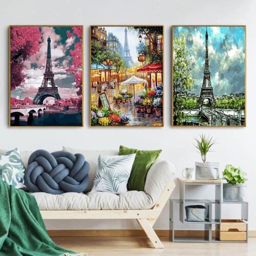 Classical Europe France Paris Eiffel Tower Canvas Paintings Landscape Street Wall Art Posters And Prints Pictures Cuadros Decor