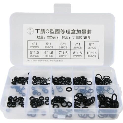 225pcs/box Seal Ring Kit Thickness 1 / 1.5mm Nitrile Rubber O-Ring Gasket Sealing Ring O Rings Rubber Kit Set Silicone Ring