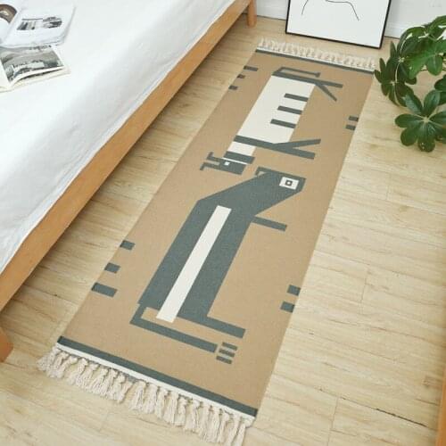 Cotton and Linen Foot Mat National Style Balcony Living Room Bedside Floor Pads Decoration Pad Light Luxury Soft Comfort