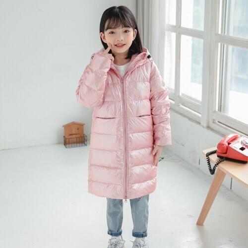 Down Jacket 2020 New Boys and Girls Childrens Wear Medium Long Korean Thickened White Duck Down Warm Baby Jacket