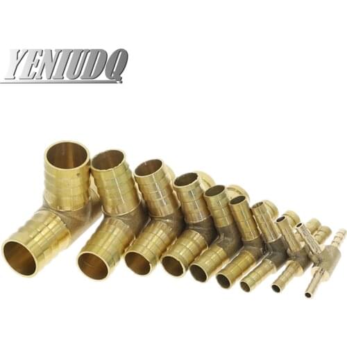 Brass Splicer Pipe Fitting T Shape 3 Way Hose Barb 4 6 8 10 12 16mm Copper Barbed Connector Joint Air Water Oil Coupler Adapter