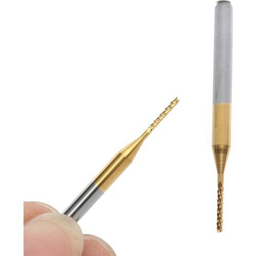 Best Price 10pcs 1mm Tungsten Steel Titanium Coat Carbide End Mill Engraving Bits CNC PCB Rotary Burrs Milling Cutter Drill Bit