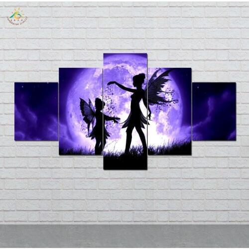 Moonlight Angels Modern Canvas Art Prints Poster Wall Painting Home Decoration Artwork Wall Art Pictures for Bedroom 5 PIECES