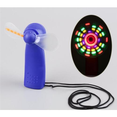 Mini Air Cool Fan Matrix Pocket Cooling Handheld Fan With LED Light Lanyard For Travel Emergency Baby Toy Use Battery