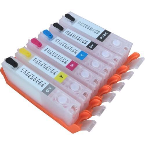Refillable Inkjet Cartridge Compatible For CANON PIXMA 6PCS PGI-570 CLI-571 XL Printer MG7750/MG7751/MG7752/TS9050/TS9055 570