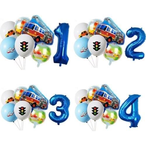 Cartoon Car Ballons Truck Train Aircraft Foil Balloon Children 1 2 3th Number Gifts Birthday Party Decorations Kids Toy Balloons