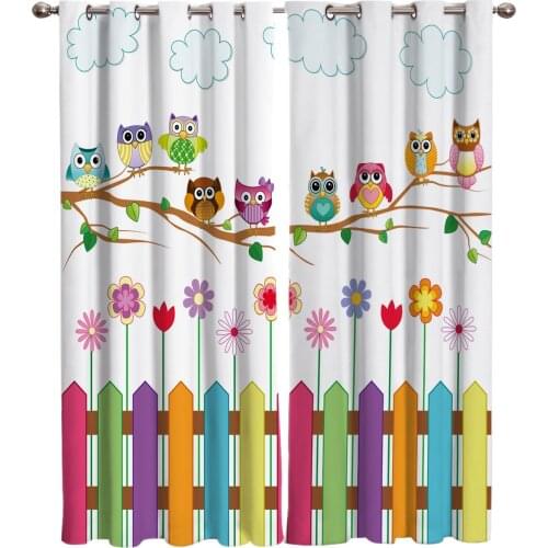 Cartoon Kid Cute Owl Window Curtain Living Room Decorative Curtain Panel Blackout Curtains for The Bedroom