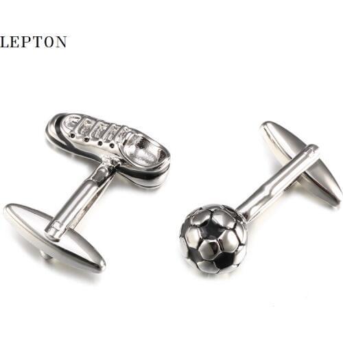 Newest Soccer Style Cufflinks For Mens Shirt Cuffs Accessories Lepton Hot Sale High Quality White Football Cuff Links With Box