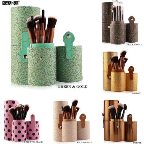 12pcs Professional Cosmetic Makeup Brush Set Beatuy Power Foundation Make Up Brushes Tool Kit Holder Case Cup maquiagem gift