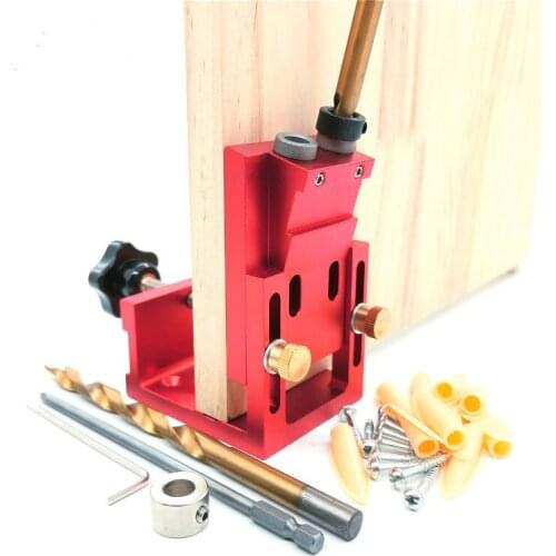NEW Pocket Hole Drill Guide Dowel Jig Oblique Hole Locator Drilling Kit Aluminium Woodworker DIY Tools with 9mm Drill Bit