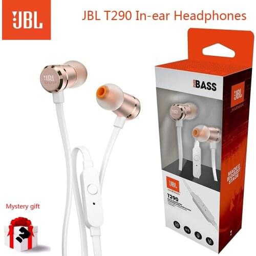 New JBL T290 Harman Aluminum in-Ear Headphones With Pure Bass High Performance Sports Earphones with Universal Button Remote/mic
