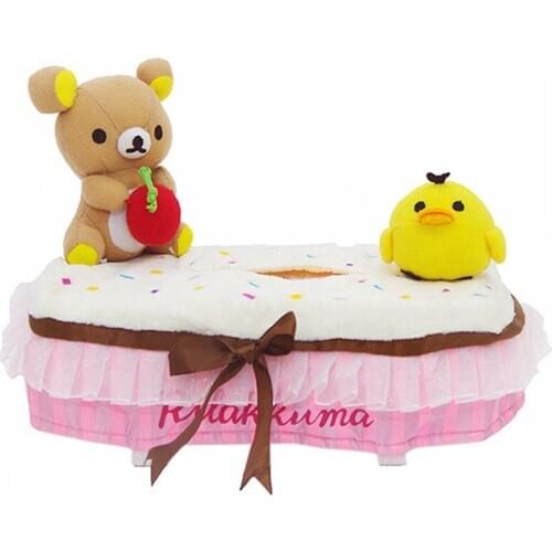New Cute Rilakkuma and Kiiroitori Tissue Box Napkin Holder Cover Plush Stuffed Kids Toys Dolls Children Gifts