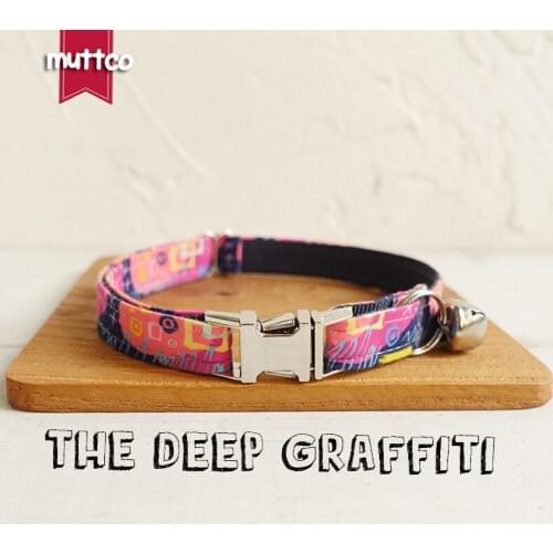 MUTTCO Retailing self-design cat collar THE DEEP GRAFFITI handmade poly satin and nylon cat collar UCC062