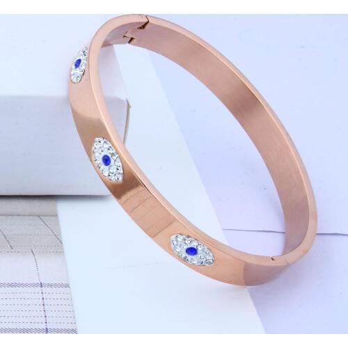 OUFEI Stainless Steel Cuff Bracelet For Women Fashion Evil Eye Bangle Luxury Crystal Bracelet Indian Bangles Women Accessories